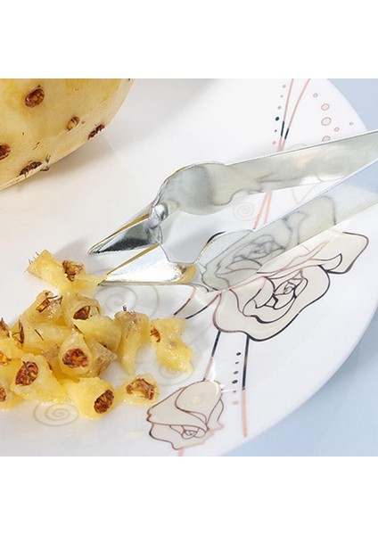 Gümüş Tarzı Ananas Göz Tartı Klip Soyucu Paslanmaz Çelik Soyucu Dilimleyiciler Basit Çilek Bıçağı Kesici Pratik Tohum Kaldırma Meyve Araçları (Yurt Dışından) indirimleri