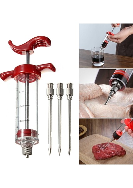 1iğne 1şırınga Stili Paslanmaz Çelik Baharat Şırınga Marinade Enjektör Lezzet Şırınga Pişirme Et Kümes Hayvanları Hindi Tavuk Mutfak Barbekü Aracı Cocina (Yurt Dışından)