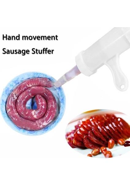Beyaz Stil Mutfak Kıyma Makinesi Plastik Manuel Et Sosis Dolgu Doldurma Hunisi Salam Makinesi Makinesi El Yapımı Sosis Doldurucu Dıy Sosis (Yurt Dışından)