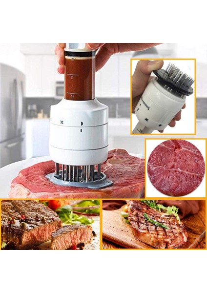 Beyaz Stil Ydeapı 1 Adet Çok Fonksiyonlu Et Tenderizer Iğne Paslanmaz Çelik Biftek Et Enjektörü Marinade Lezzet Şırınga Mutfak Gereçleri (Yurt Dışından)
