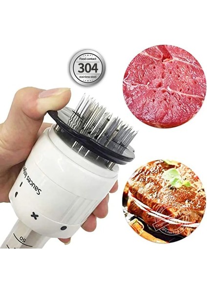 Beyaz Stil Ydeapı 1 Adet Çok Fonksiyonlu Et Tenderizer Iğne Paslanmaz Çelik Biftek Et Enjektörü Marinade Lezzet Şırınga Mutfak Gereçleri (Yurt Dışından)