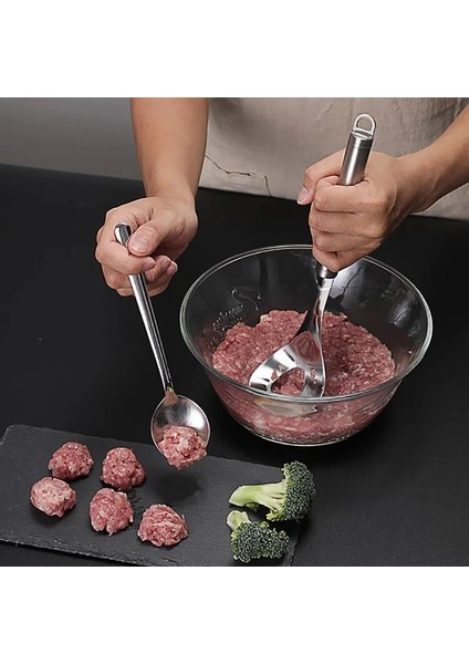 Köfte Yapma Tarzı Yapışmaz Yaratıcı Köfte Makinesi Kaşık Et Baller ile Eliptik Kaçak Delik Köfte Kalıp Mutfak Gereçleri Gadget Et Aracı (Yurt Dışından)