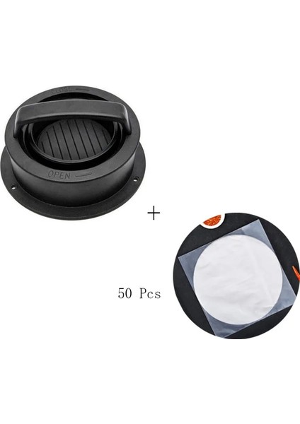Maker ve 50 Adet Kağıt Stili Yuvarlak Hamburger Presi Plastik Hamburger Makinesi Et Sığır Izgara Burger Patty Pres Kalıp Mutfak Aracı (Yurt Dışından)