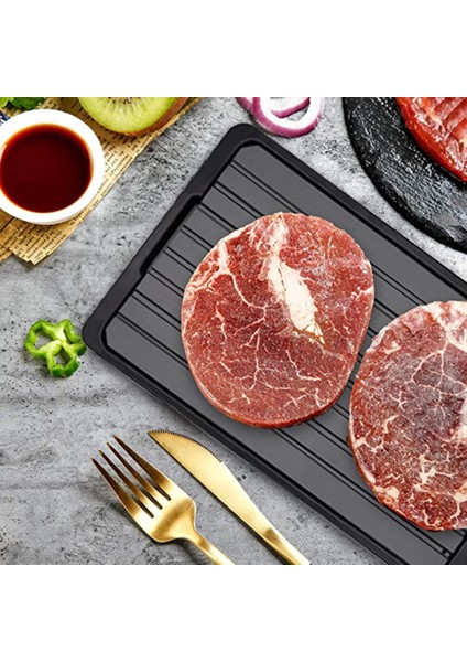 L 35.5X20.5X0.2CM Stili Hızlı Buz Çözme Tepsisi Çözülme Dondurulmuş Gıda Meyve Et Buz Çözme Kurulu Plaka Alüminyum Buz Çözme Tepsisi Mutfak Gadget Aracı Üç Boyutlu (Yurt Dışından)