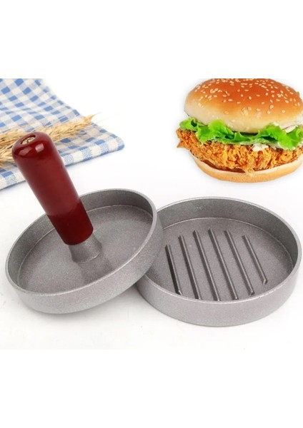 Hamburger Makinesi Alüminyum Alaşımlı Yuvarlak Dıy Kalıp Mutfak Burger Et Basın Hamburger Plastik Saplı Manuel Yapışmaz Kaplama (Yurt Dışından)