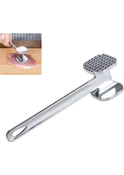 Gösterildiği Gibi Stil Uzun Saplı Çift Taraflı Et Çekiç Sığır Biftek Tavuk Domuz Eti Alüminyum Alaşımlı Mutfak Aleti Vurma Için Et Tenderizer (Yurt Dışından)