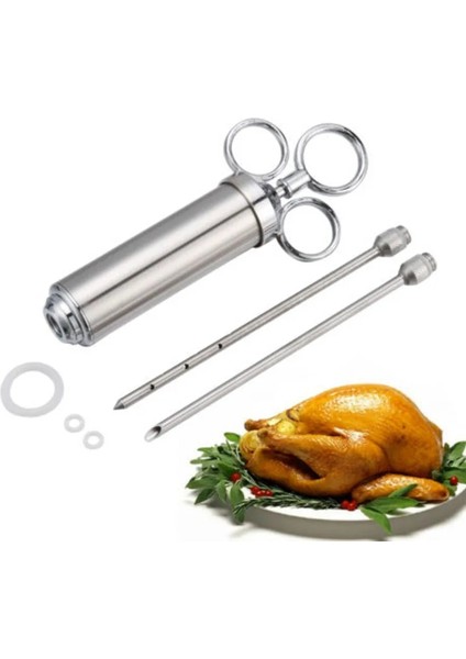 Yeni 2 Oz Et Enjektörü Şırınga Kümes Hayvanları Turşu Lezzet Enjektörü Et Baharat Enjektörleri Barbekü Seti 2 Iğneli Mutfak Aletleri (Yurt Dışından)