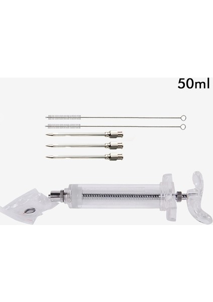 50ML 3 Iğne 2 Fırça Stili 3 Paslanmaz Çelik Iğneler Baharat Şırınga Seti Barbekü Et Lezzet Enjektörü Kithen Pişirme Sosu Marine I Aksesuarları (Yurt Dışından)