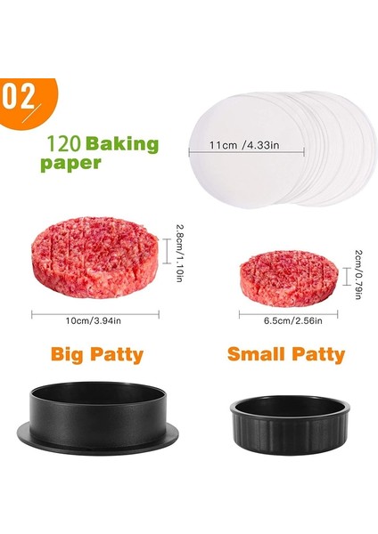 Burger Press Patty Dolması Burger Maker, Burger Kağıdı Yapışmaz Kaydırıcılar Sığır Burger Presi - Siyah (Yurt Dışından)