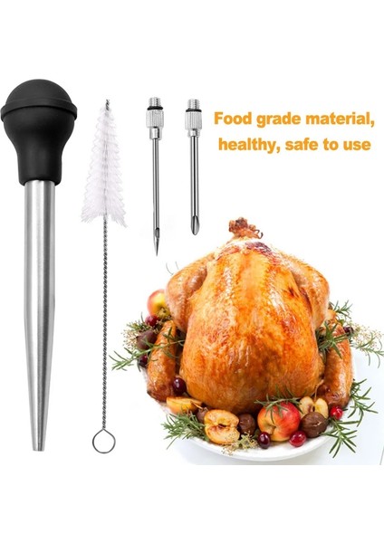 Metal Siyah Stil Pişirme Mutfak Paslanmaz Çelik Kümes Hayvanları Barbekü Gıda Lezzet Baster Şırınga Tüp Pompa Pişirme Tavuk Hindi Kümes Hayvanları Et Barbekü Gıda (Yurt Dışından)
