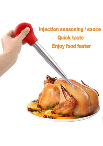 Metal Siyah Stil Pişirme Mutfak Paslanmaz Çelik Kümes Hayvanları Barbekü Gıda Lezzet Baster Şırınga Tüp Pompa Pişirme Tavuk Hindi Kümes Hayvanları Et Barbekü Gıda (Yurt Dışından)
