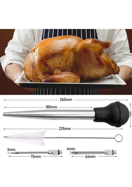 Metal Siyah Stil Pişirme Mutfak Paslanmaz Çelik Kümes Hayvanları Barbekü Gıda Lezzet Baster Şırınga Tüp Pompa Pişirme Tavuk Hindi Kümes Hayvanları Et Barbekü Gıda (Yurt Dışından)