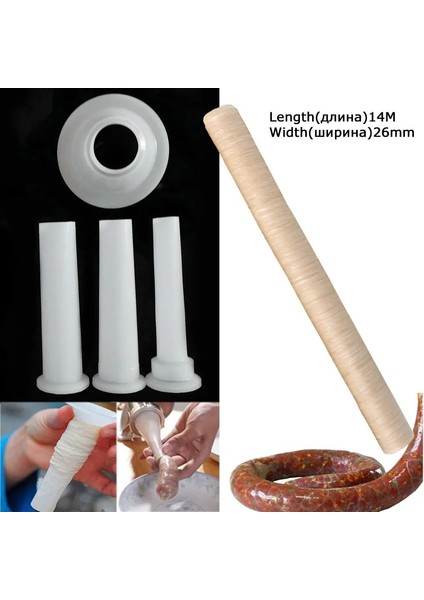 21MM x 6m Stili Sosis Doldurma Doldurma Tüpleri Huniler Sosis Üreticisi Için Nozullar Sosis Tüpü 5.7cm.5cm Taban Sosis Paketleme Araçları 14M * 26MM (Yurt Dışından) indirimleri