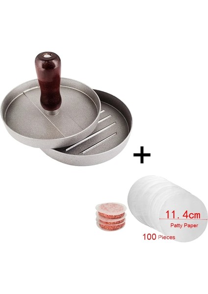 160G 100KAĞIT Stiline Basın Alüminyum Alaşımlı Hamburger Pres Aracı Et Makinesi Sığır Makineleri Kalıp Burger Araçları Zeka Yağlı Kağıt (Yurt Dışından)