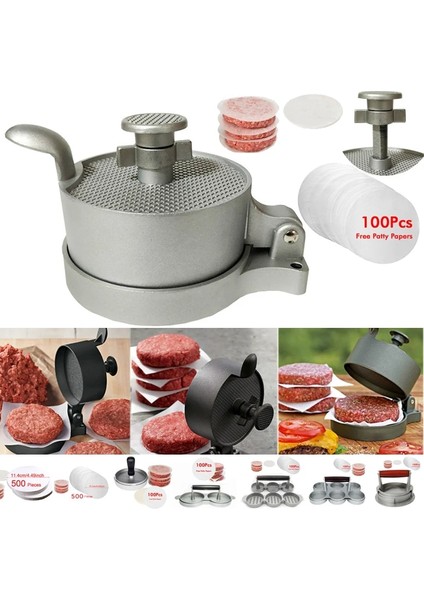 160G 100KAĞIT Stiline Basın Alüminyum Alaşımlı Hamburger Pres Aracı Et Makinesi Sığır Makineleri Kalıp Burger Araçları Zeka Yağlı Kağıt (Yurt Dışından)