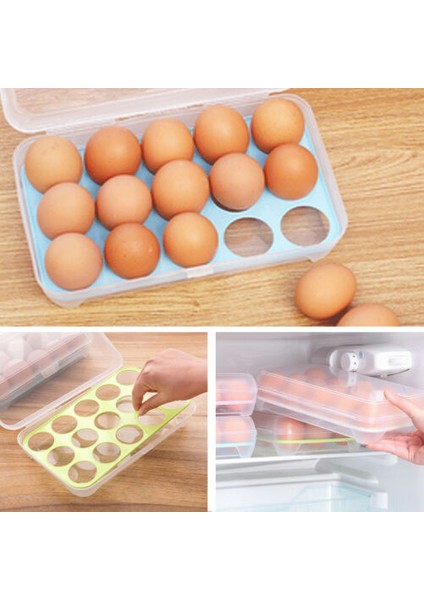 Mavi Stil 15 Yumurtalık Buzdolabı Kabı Mutfak Depolama Katlanabilir Ev Kutusu Plastik (Yurt Dışından) fiyatları