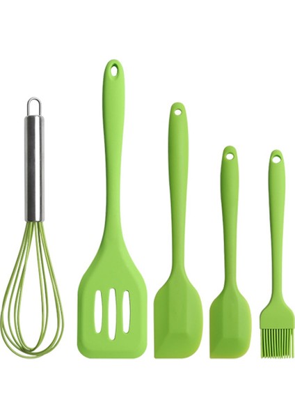 Yeşil Stil 5 Adet Mutfak Gereç Seti Silikon Kazıyıcı Yağ Fırçası Yumurta Çırpma Spatula Pişirme Gereçleri Çok Amaçlı Mutfak Kek Alet Seti (Yurt Dışından)
