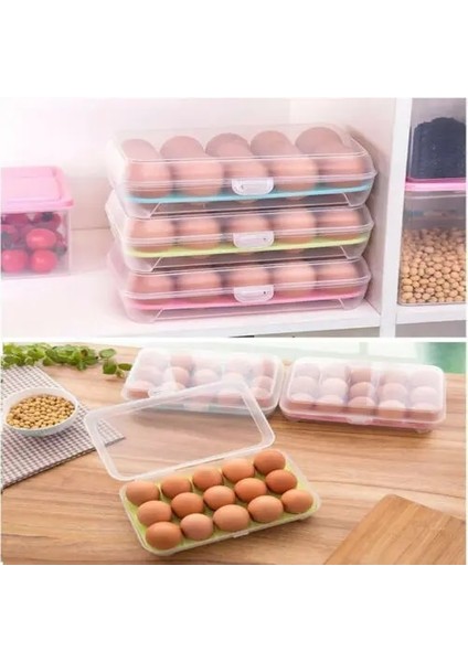 Yeşil Stil 15 Yumurtalık Buzdolabı Kabı Mutfak Depolama Katlanabilir Ev Kutusu Plastik (Yurt Dışından) fırsatları