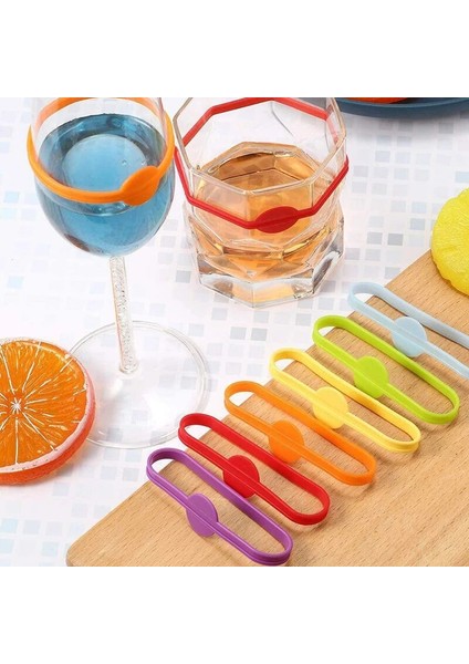 4xl 6 Adet Bar Silikon Işareti Parti Şarap Etiketleri Gözlük Içme Etiketi Seti Gıda Sınıfı Uzun Şeritler Kadeh Etiketi Cam Işaretleyiciler (Yurt Dışından)