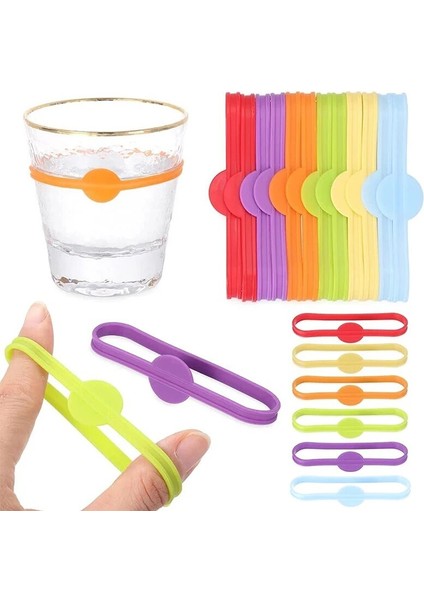 4xl 6 Adet Bar Silikon Işareti Parti Şarap Etiketleri Gözlük Içme Etiketi Seti Gıda Sınıfı Uzun Şeritler Kadeh Etiketi Cam Işaretleyiciler (Yurt Dışından)