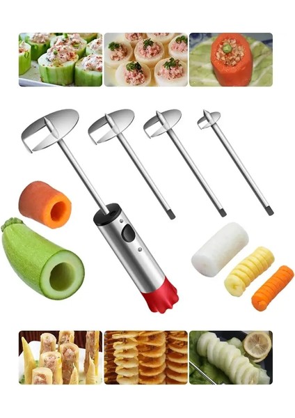 4 Adet Bıçak Stili Matkap Sebze Meyve Tart Paslanmaz Çelik Aletler Doldurulmuş Sebzeler Yapmak Için 4 Bıçaklı Kolay Kavrama Çekirdek Sökücü Mutfak Için (Yurt Dışından)