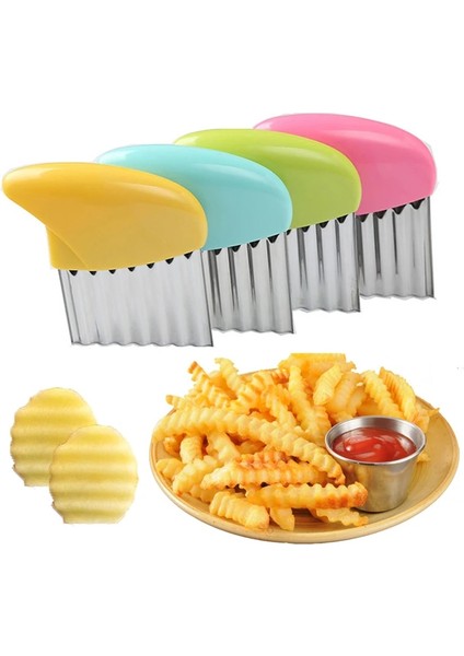 Yeşil Stil Sebze Patates Havuç Dalgalı Kesici Patates Cipsi Paslanmaz Çelik Oluklu Dalga Bıçağı Mutfak Buruşuk Patates Kızartması Aracı (Yurt Dışından) modelleri