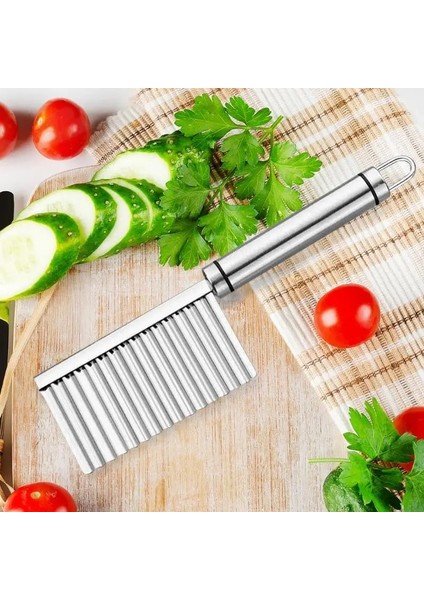 Bir Stil Patates Cipsi Dilimleme Paslanmaz Çelik Hamur Kesici Sebze Meyve Kırışık Dalgalı Dilimleme Bıçağı Patates Kesici Doğrayıcı Fransız Kızartma Makinesi (Yurt Dışından) indirimleri