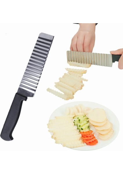 1 Adet Tarzı Paslanmaz Çelik Patates Dilimleme Sebze Meyve Kırışık Dalgalı Dilimleme Bıçağı Patates Kesici Chopper Fransız Fry Maker Chip Patates Aracı (Yurt Dışından) indirimleri
