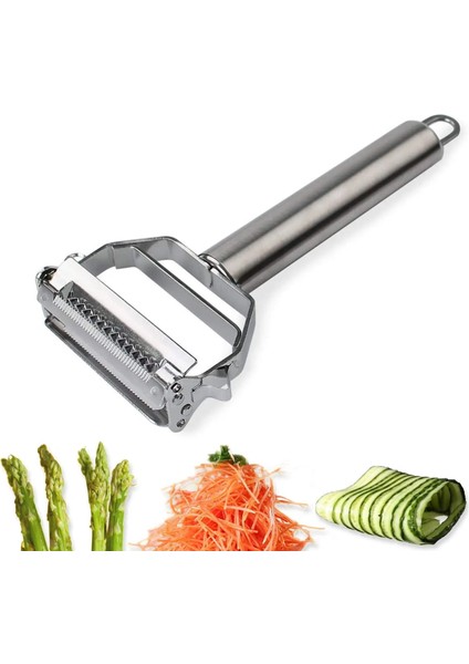 Paslanmaz Çelik Sebze Jülyen Soyucu Çift Taraflı Bıçaklı Sebze Kesici ve Meyve Dilimleyici Çift Bıçaklı Çoklu Mutfak Gereçleri (Yurt Dışından)