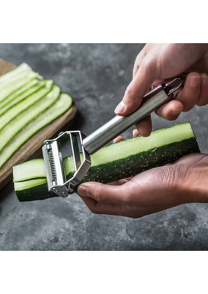 Paslanmaz Çelik Sebze Jülyen Soyucu Çift Taraflı Bıçaklı Sebze Kesici ve Meyve Dilimleyici Çift Bıçaklı Çoklu Mutfak Gereçleri (Yurt Dışından) fırsatları