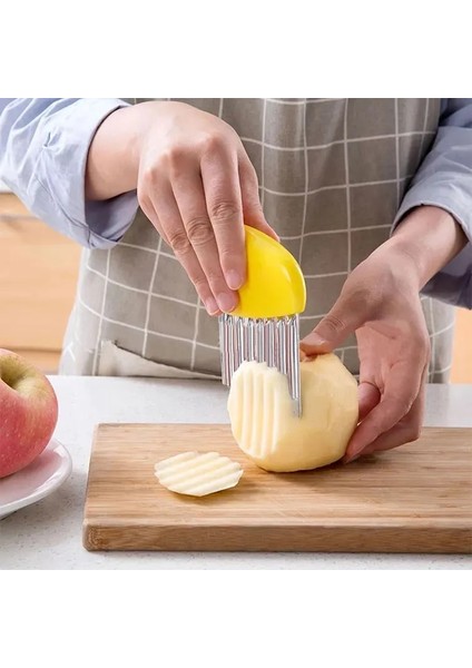 Sarı Stil Patates Dilimleri Bıçak Dalga Soğan Patates Dilimleri Buruşuk Patates Kızartması Salata Oluklu Kesme Doğranmış Sebze Kesici (Yurt Dışından) fırsatları