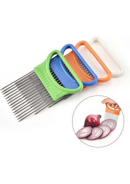 Beyaz Stil 1 Adet Mutfak Aksesuarları Paslanmaz Çelik Soğan Iğnesi Domates Dilimleyici Kesimi Kolay Paslanmaz Çelik Soğan Çatalı Sebze Dilimleyici (Yurt Dışından) modelleri