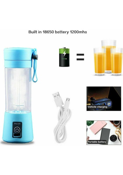 Mavi Stil Taşınabilir Blender USB Elektrikli Meyve Sıkacağı Makinesi El Smoothie Maker Mini Mutfak Robotu Kişisel Suyu Blender Fincan (Yurt Dışından)