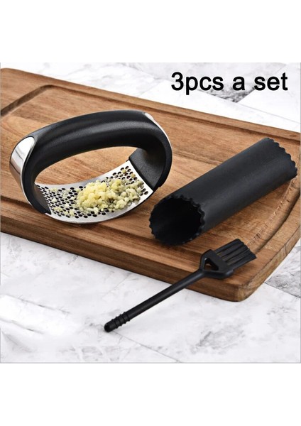 3 Adet Bir Set Stili Manuel Sarımsak Pres Eğri Sarımsak Öğütme Dilimleme Doğrayıcı Paslanmaz Çelik Sarımsak Presleri Pişirme Aletleri Alet Aksesuarları (Yurt Dışından)