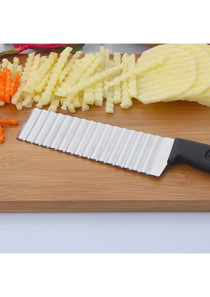 Siyah Stil Patates Fransız Fry Kesici Paslanmaz Çelik Tırtıklı Bıçak Dilimleme Sebze Meyve Dilimleyici Dalga Bıçağı Doğrayıcı Mutfak Aksesuarları (Yurt Dışından) modelleri