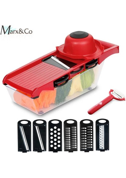 Kırmızı Renk Stili Sebze Dilimleme Kesici Soyucu Havuç Patates Peynir Soğan Rendesi Çelik Bıçak Mutfak Aksesuarları Meyve Pişirme Araçları (Yurt Dışından) indirimleri
