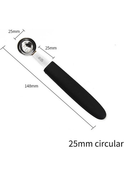 25 mm Dairesel Stil Çok Fonksiyonlu Tek Kafa Paslanmaz Çelik Meyve Topu Kaşıkları Taşınabilir Dondurma Kaşıkları Kavun Kaşıkları Mutfak Aletleri (Yurt Dışından)