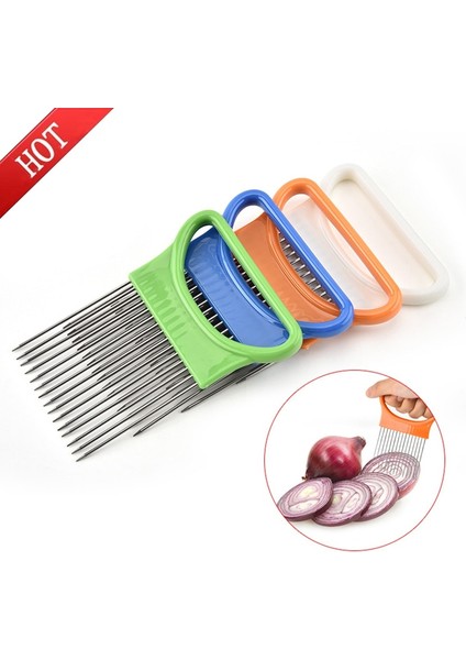 Turuncu Tarzı Paslanmaz Çelik Öğütücüler Dilimleyiciler Domates Soğan Sebze Dilimleyici Kesme Yardımı Tutucu Kılavuz Dilimleme Kesici Güvenli Çatal Drog (Yurt Dışından) fiyatları