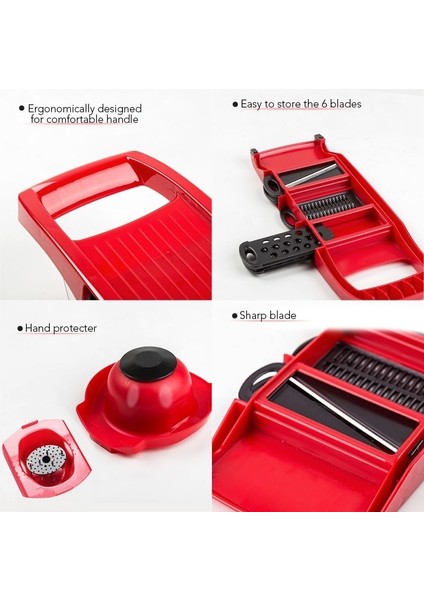 Kutu Stili ile Kırmızı Çelik Bıçak Dilimleme ile Çok Fonksiyonlu Sebze Kesici Patates Soyucu Havuç Peynir Rende Dilimleme Mutfak Aksesuarları Aracı (Yurt Dışından) fiyatları