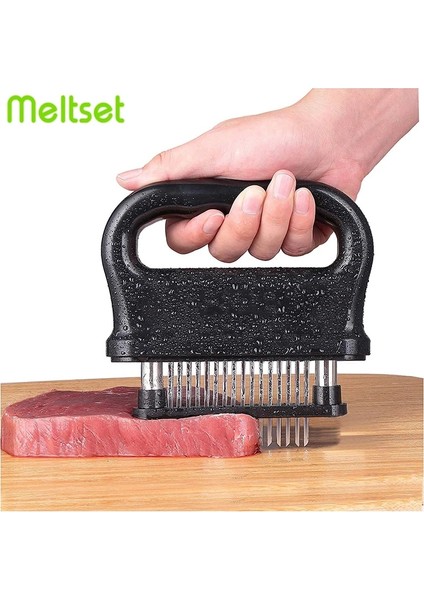 Sap Stili ile Siyah Yükseltilmiş Paslanmaz Çelik Et Tenderizer Et Bıçağı Beaf Steak Mallet Et Çekiç Mutfak Aletleri Için 48 Bıçaklı Iğne Tenderizer (Yurt Dışından)