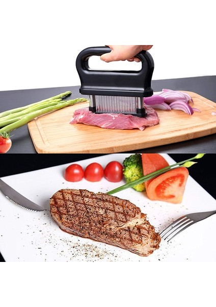 Sap Stili ile Siyah Yükseltilmiş Paslanmaz Çelik Et Tenderizer Et Bıçağı Beaf Steak Mallet Et Çekiç Mutfak Aletleri Için 48 Bıçaklı Iğne Tenderizer (Yurt Dışından)