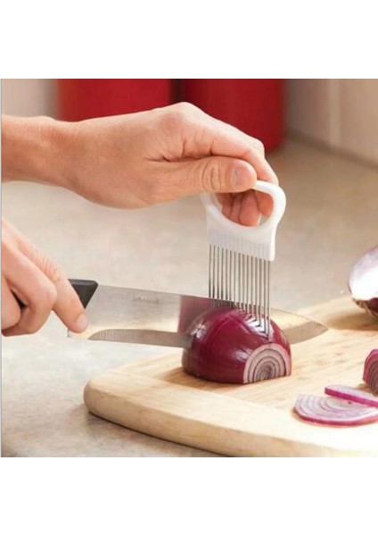No.6 Tarzı 1 Adet Yeni Mutfak Aletleri Soğan Dilimleme Domates Sebzeleri Güvenli Çatal Sebze Dilimleme Kesme Aletleri (Yurt Dışından) fırsatları