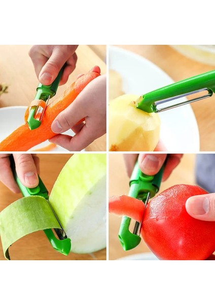 Yeşil Stil 3 1 Salatalık Domates Soyucu Paslanmaz Çelik Bıçak Taşınabilir Çok Fonksiyonlu Meyve Kazıma Kaymaz Meyve Kavun Planya Rendesi (Yurt Dışından) fırsatları