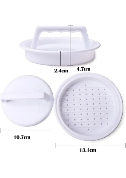 Beyaz Stil Hamburger Presi Gıda Sınıfı Plastik Hamburger Et Sığır Izgara Burger Presi Patty Maker Kalıp Kalıp Mutfak Aracı Yuvarlak Şekil (Yurt Dışından)