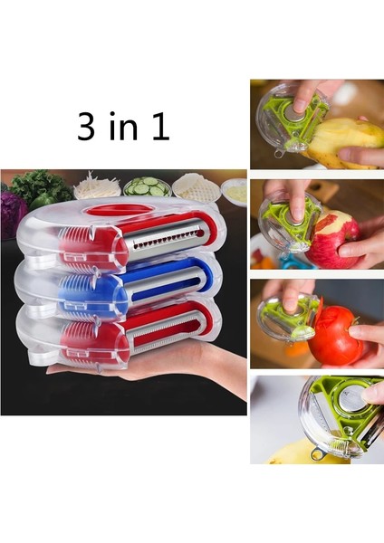 Açık Gri Tarzı 3ın1 Çok Işlevli Mutfak Gereçleri Meyve ve Sebze Soyucu Sebze Parçalama Aracı Paslanmaz Çelik Bıçak Cozinha Aksesuarları (Yurt Dışından) modelleri