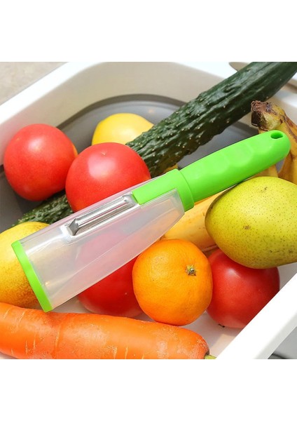 Yeşil Stil Paslanmaz Çelik Soyma Bıçağı Plastik Saklama Kutusu ile Sebze ve Meyve Cilt Soyucu Mutfak Alet Aksesuarları Cocina (Yurt Dışından) indirimleri