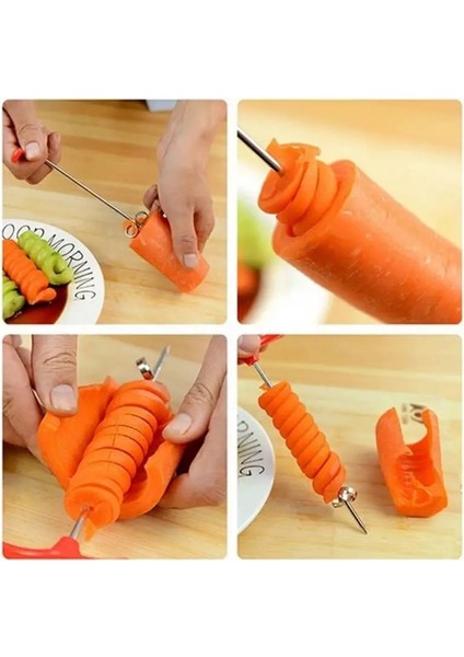 Gösteri Tarzı Olarak 1 Adet 1 Adet Mutfak Spiral Bıçak Paslanmaz Çelik Kesici Patates Salatalık Chopper Manuel Spiral Vida Dilimleme Kesici Mutfak Pişirme Aracı (Yurt Dışından)