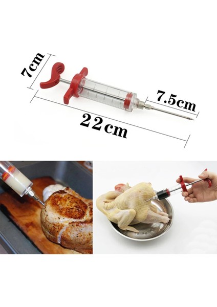 20ML 6 Iğne 2 Fırça Stili 3 Paslanmaz Çelik Iğneler Baharat Şırınga Seti Barbekü Et Lezzet Enjektörü Kithen Pişirme Sosu Marine I Aksesuarları (Yurt Dışından)