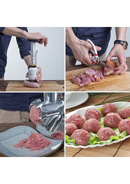 Siyah Stil Paslanmaz Çelik Iğne ile 2'si 1 Arada Profesyonel Et Tenderizer Marinade Enjektör Barbekü Et Biftek Sığır Sosu Tenderizer (Yurt Dışından)