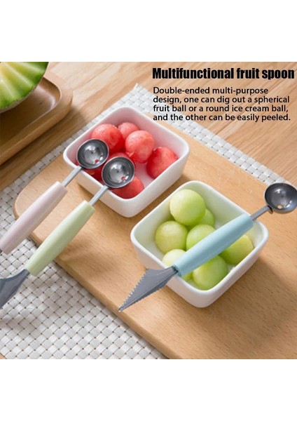 Sarı Stil Çift Kafalı Paslanmaz Çelik Kaşık Ev Mutfak Aksesuarları Oyma Bıçağı Meyve Karpuz Dondurma Baller Kepçe (Yurt Dışından) indirimleri